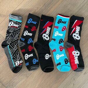 David Bowie 2024 The David Bowie Archive 5 Pairs Colorful Crew Socks Sz OS NWT